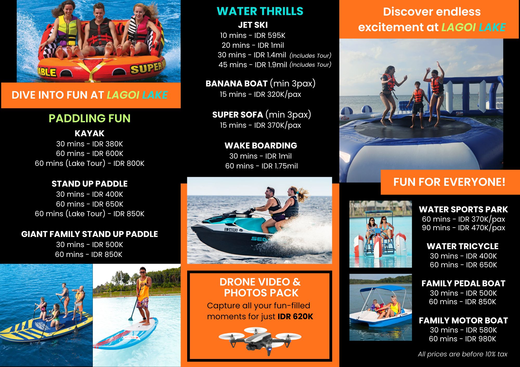 WOW Activities at Lagoi Lake Price List